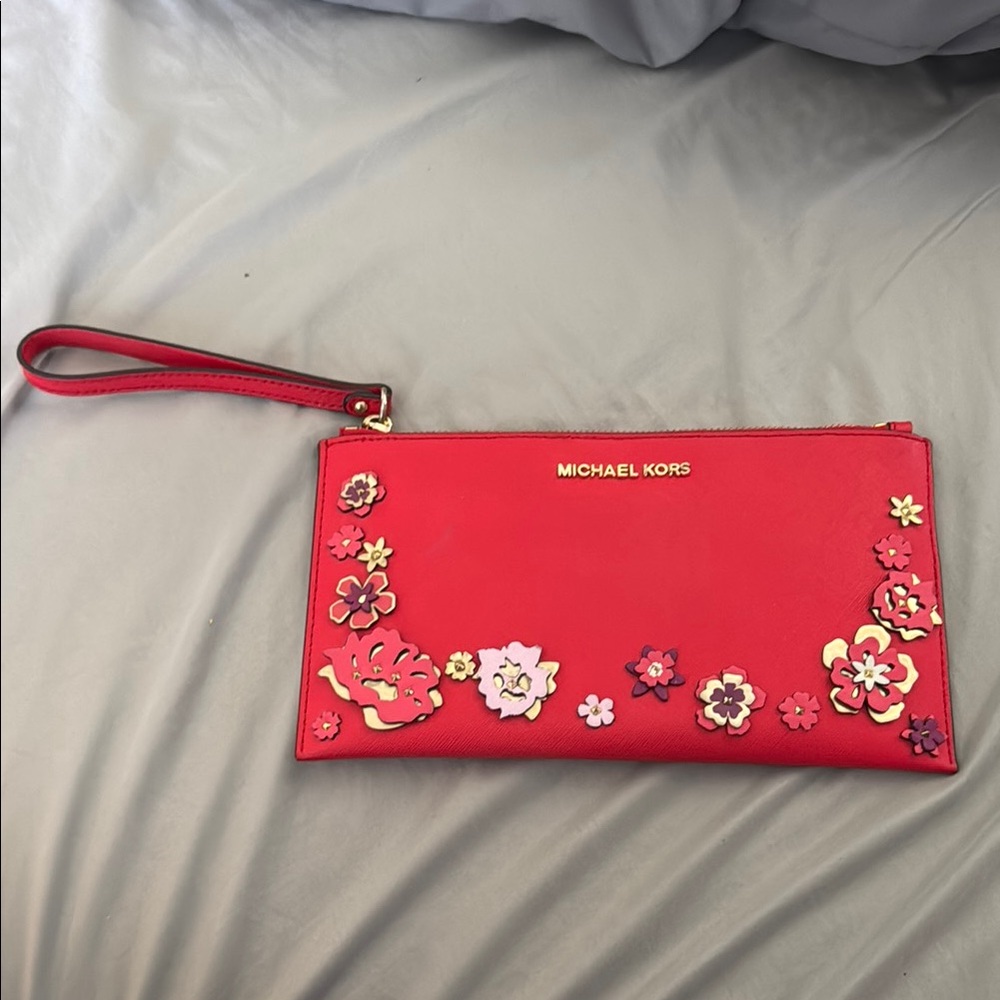 Michael Kors Red Floral Clutch